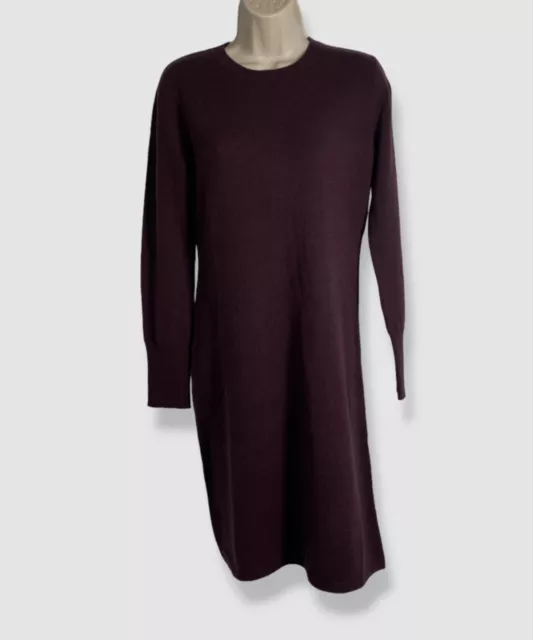 $350 Neiman Marcus Women's Purple Cashmere Long Sleeve Sweater Dress Size Small