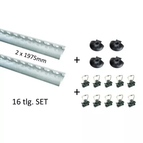 Starterset! 2x Airlineschienen Zurrschiene halbrund+ 10x Fittinge+ 4x Endkappen