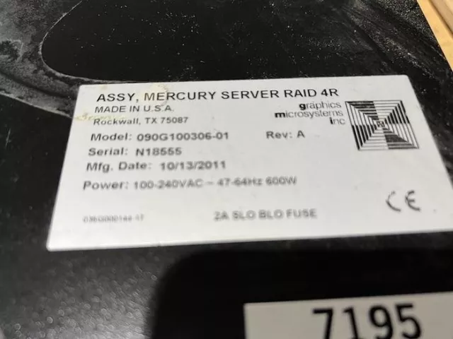 2011 Avt/Gmi Used - Assy Mercury Server Raid 4R 0906100306-01