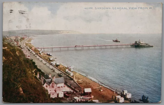 Sandown Isle Of Wight IOW Postmark 1910 Vintage Photochrom Postcard