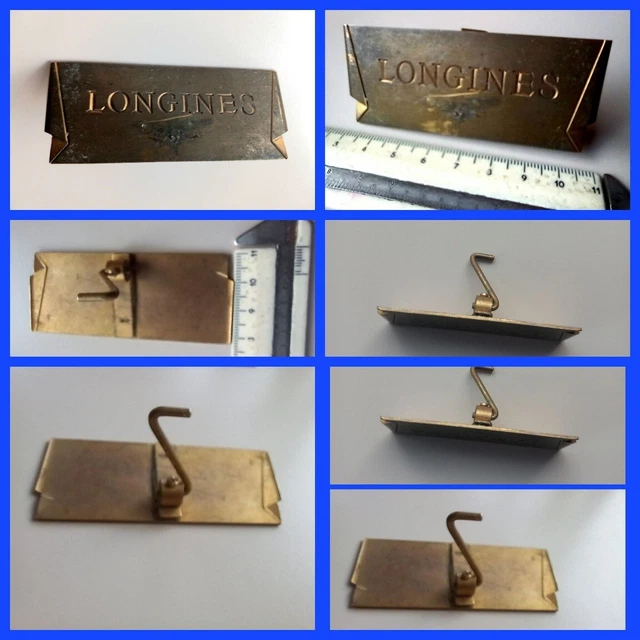 Longines Targa Badge Con Appoggio Di Negozio Orologi 1940 Massiccio Ottone 80 Mm