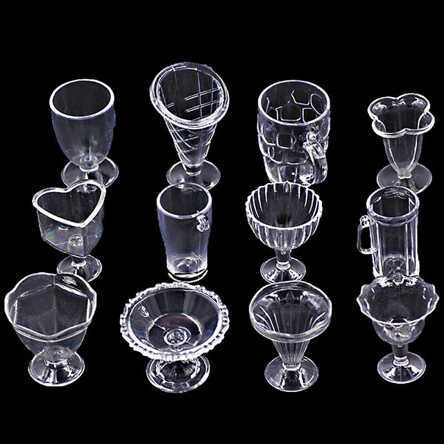 12PCS MINI WINE Cups Ice Cream Sundae Cup Toy Decorative Dollhouse