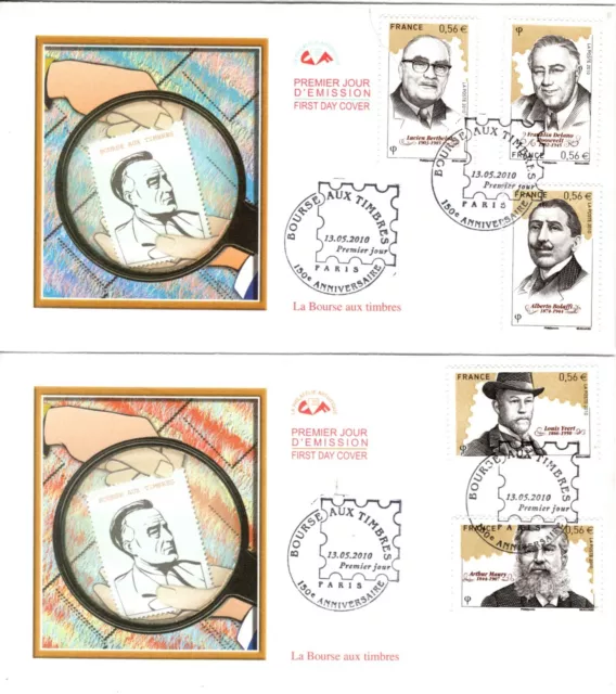 4447/51+FDC 2 ENVELOPPES 1er JOUR CEF  150° ANNIVERSAIRE BOURSE AUX TIMBRES