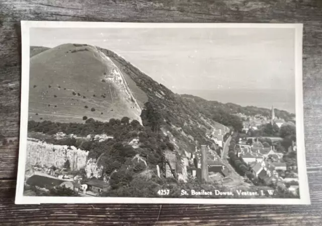 St Boniface Downs Ventnor Isle of Wight Aerial View Real Photo Vintage Postcard