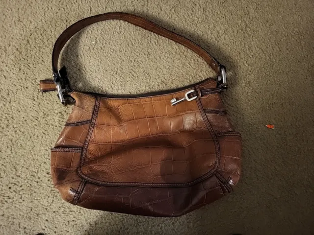 Fossil Brown Leather Hand Bag Purse Shoulder Bag
