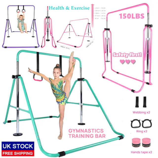 Adjustable Kids Gymnastics Bars Horizontal High Bar Junior Home Gym Training UA