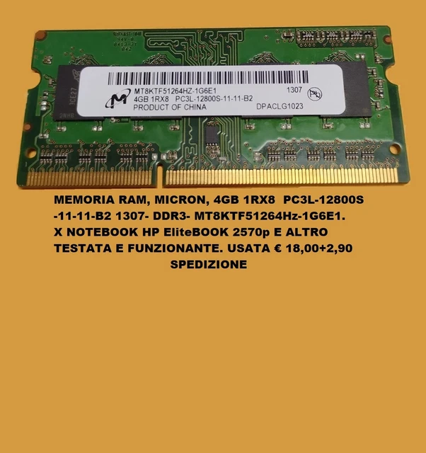 Barrette RAM 8 Go DDR3-1600 Pour HP-Compaq EliteBook 2570p - Garantie à Vie