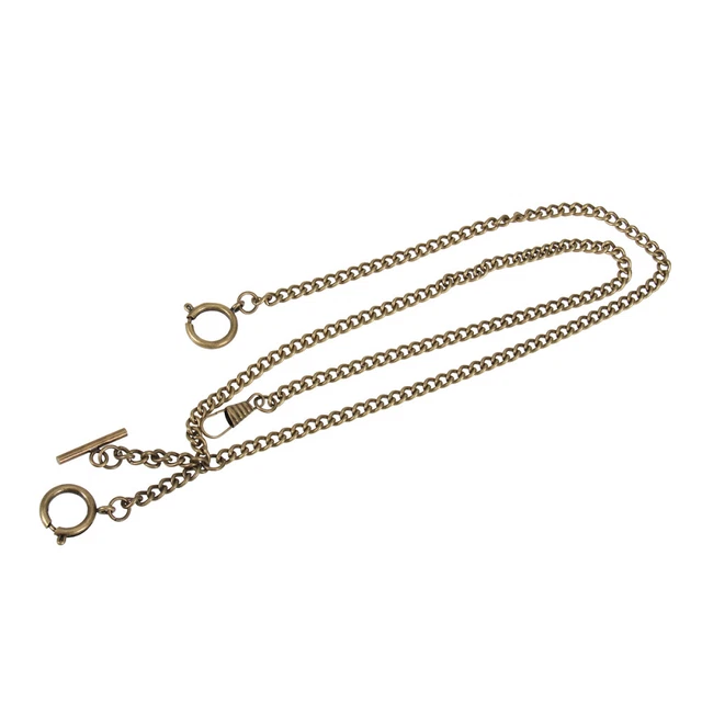 Catena Per Orologio Da Tasca Albert - Doppio Colore Bronzo, Con Ciondolo Medaglione 010B - Foto 10