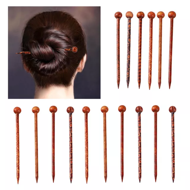 16 Hair Sticks Long Hair Essstäbchenhalter Holz Hair Stick Pins Druck 13cm 2