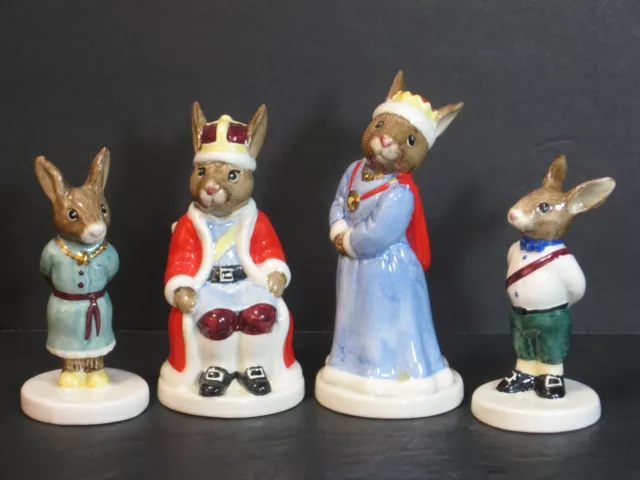 VTG Royal Doulton Set of Royal Family Bunnykins 4 Figure DB45,46,47,48 Rare Mint