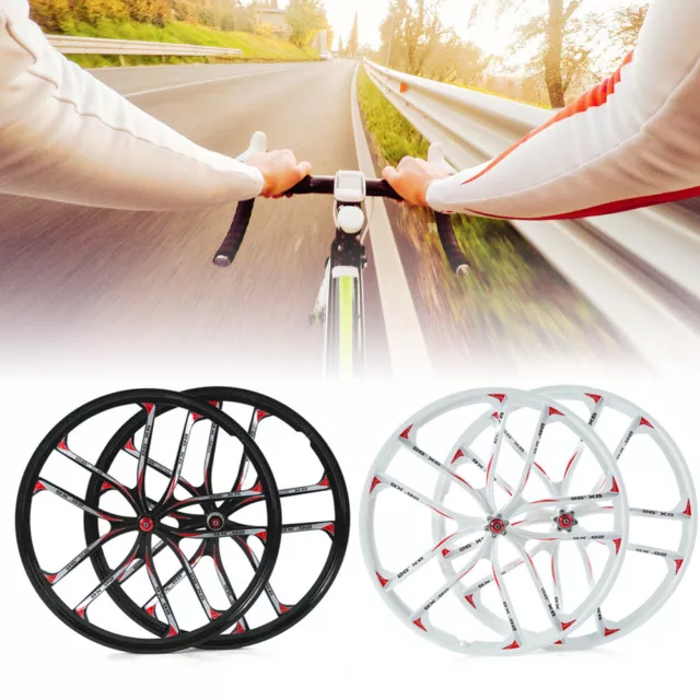 26in 2pcs 10 Spoke Mountain Bike Mag Alloy Wheel Set Front/Rear Integrated Wheel