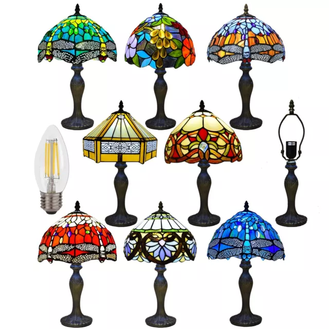 Tiffany Style Table Lamp Stained Glass Handcrafted Bedside Light Desk Lamps UK