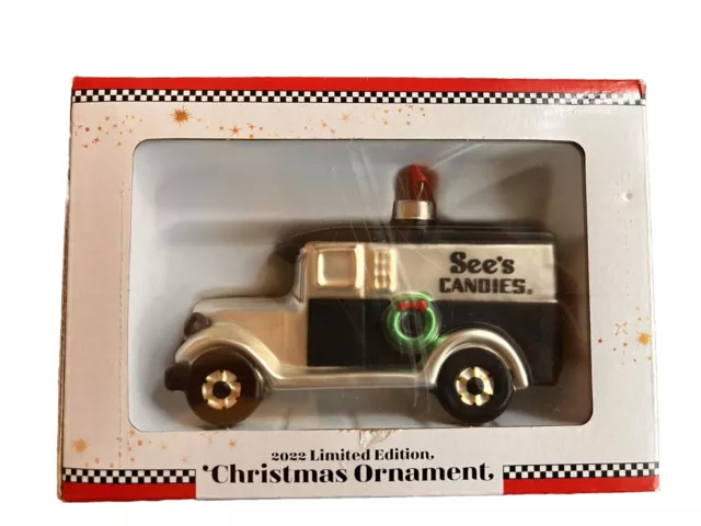 See’s Candies 2022 Delivery Truck Ornament Glass Limited Edition Christmas Candy