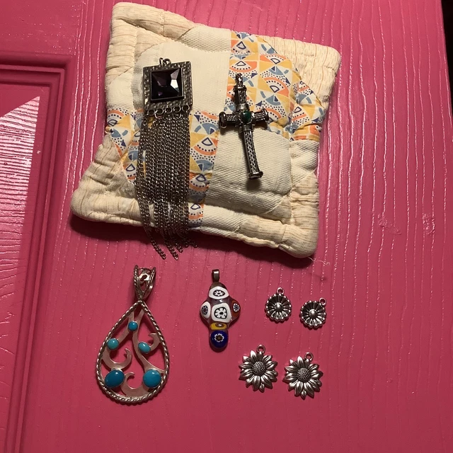 Vintage To Modern Pendant Lot 8 Pieces  / Charms And Pendants/ Purple Amazing