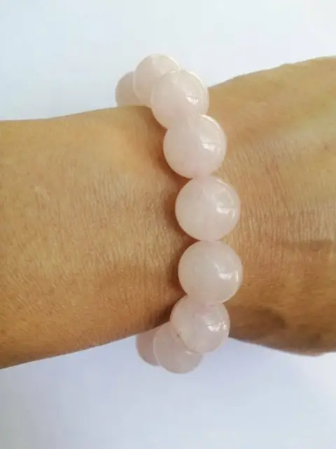 Handmade Natural Rose Quartz Lucky Stone Bangle Beads Stretchy Bracelet Gemstone
