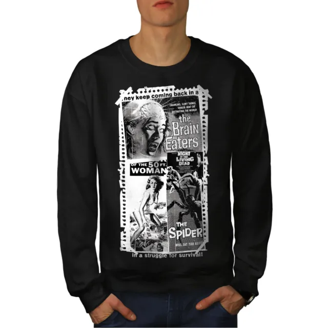 Wellcoda Vintage Horror Film Mens Sweatshirt, Evil Casual Pullover Jumper