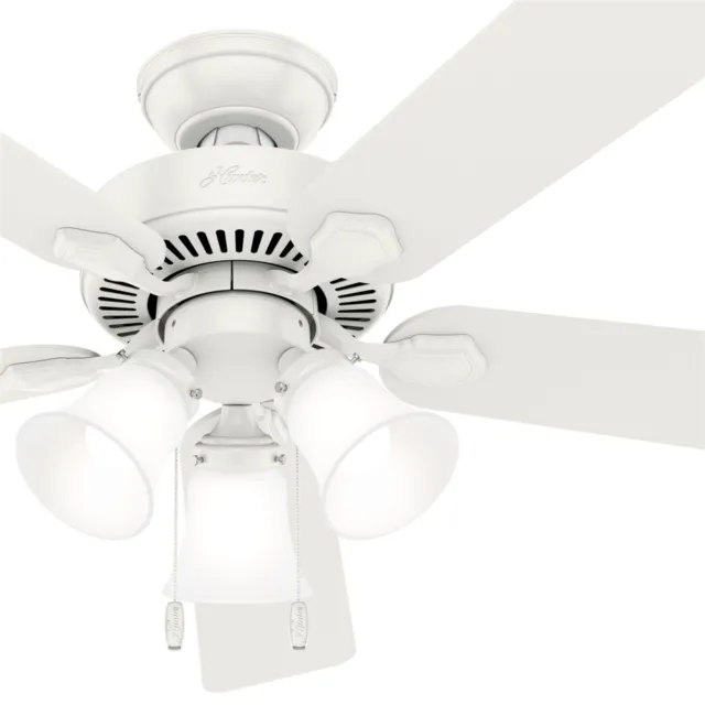 Hunter Fan 52 inch Traditional Fresh White Ceiling Fan with Light and Pull Chain