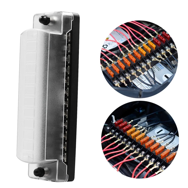 Kit Portafusibili Per Auto 16 AWG - 3 Portafusibili In Linea + 6 Fusibili Standard 10A