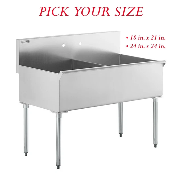 CHOOSE STEELTON 16GAUGE Stainless Steel Two Compartment Commercial