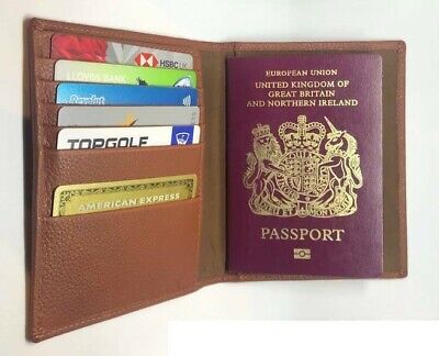 Real Leather Passport Holder Credit Card Wallet Designer Travel Document Cover
