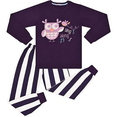 Kids Girls Pyjamas Sing Along Contrast Top Bottom Purple PJS Sleepwear Set 2-13Y