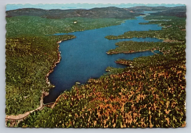 Aerial View Big Bear Lake California Vintage Unposted Postcard