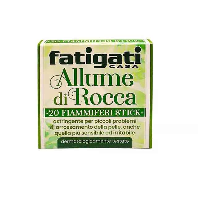 Allume di Rocca in 20 Fiammiferi Stick - Prodotto Lenitico, Astringente - 20x6pz