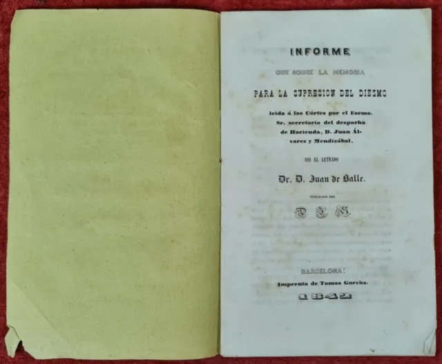 Mémoire Pour La Suppression De La Dîme. Jean De Balle. Thomas Gorches. 1842