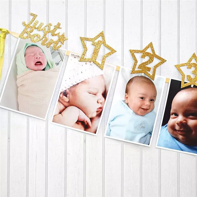 baby growth record 1-12 mouth photo ribbon banner for 1st birthday party O bd