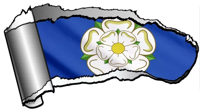 Groß Gerissenes Offen Zerrissen Metall & Yorkshire Rose York County Flagge