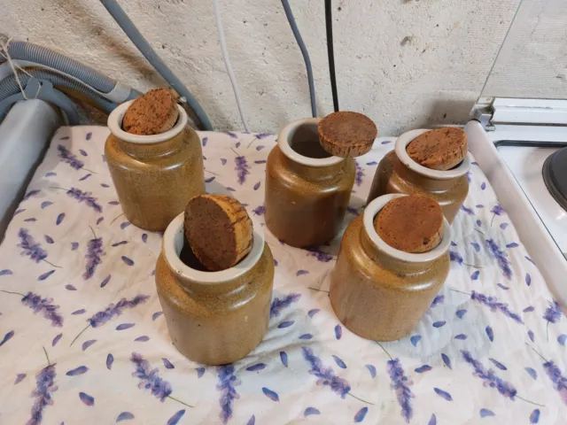 Lot de 5 pots en céramique grès  conserve