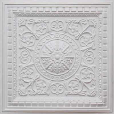 3D Tin Look D1215 White Matte PVC Drop In Ceiling Tiles 2x2 Lot of 25 Pcs