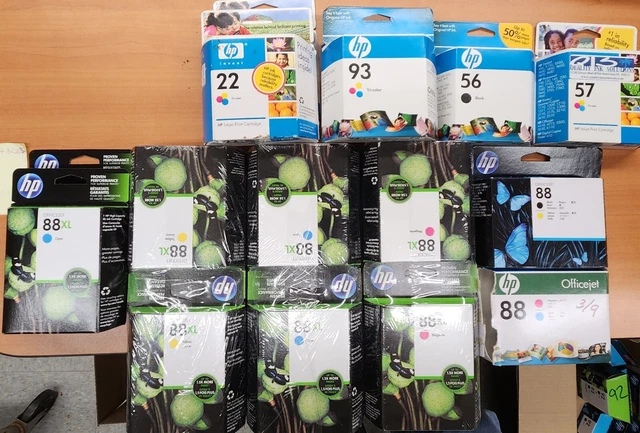Genuine HP Inks. Several different. new. old stock HP 88, HP 22, HP 93, HP56,57