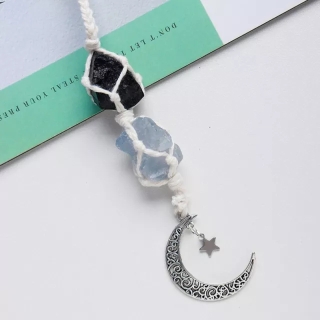 Natural Black Tourmaline Kyanite Quartz Crystal Stone Pendant Hanging Healing