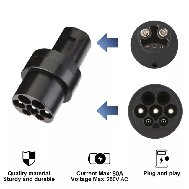 Adapter Type 2 to US Tesla AC only (up to 7 kW) for Model S 3 X Y Home Charging