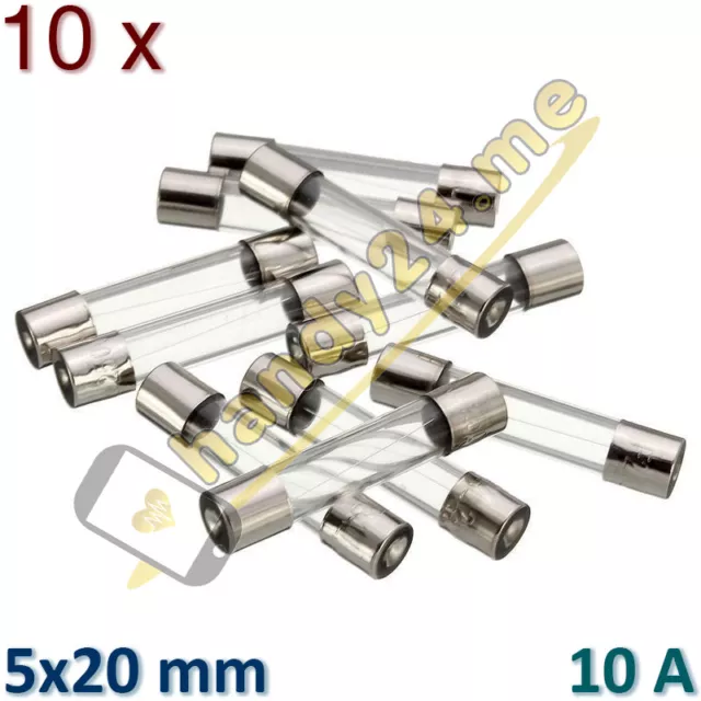 10x Fsp Fusible en Verre Fusible F10AL250V 10A 250V 5x20mm