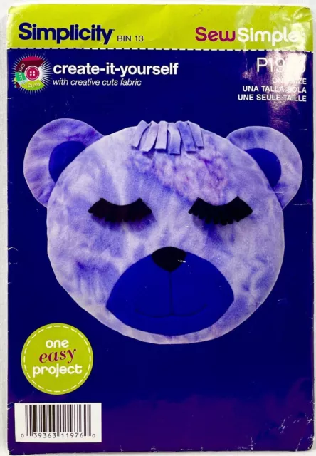 2011 Simplicity Sewing Pattern P1976 Animal Pillow Toy 21" Diameter Kids 12706
