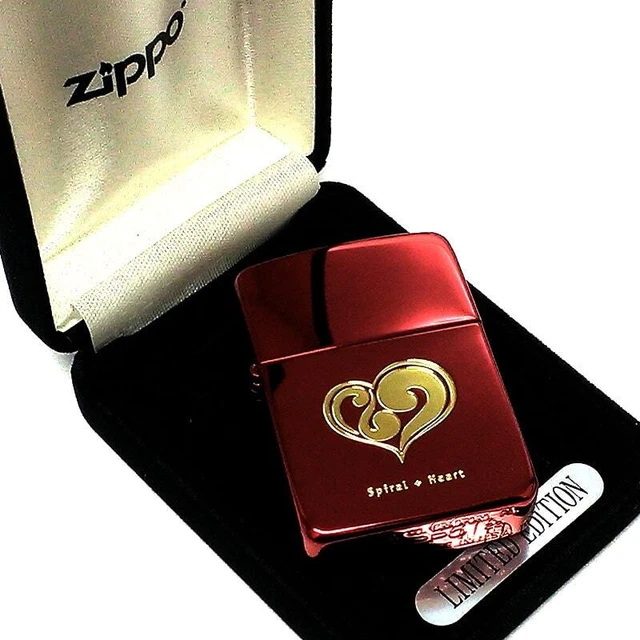 Zippo Oil Lighter Spiral Heart Red Gold Brass 1941 Replica Limited Japan 3