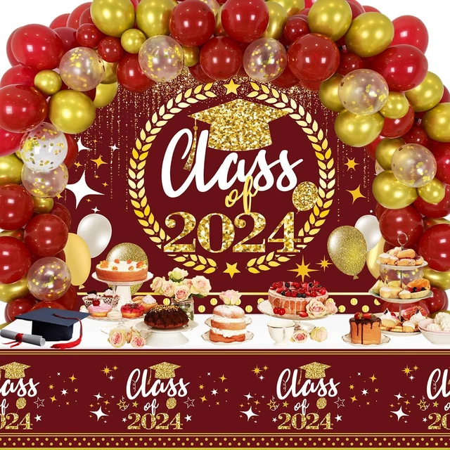 MAROON GRADUATION PARTY Decorations 2024,67Pcs Class of 2024 Party