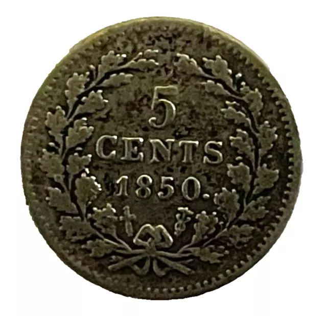 Netherlands, Willem III, 5 Cents, Silver, 1850. dot XF