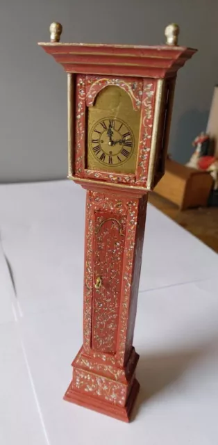 12th scale dolls house miniature grandfather clock. Handmade and hand painted