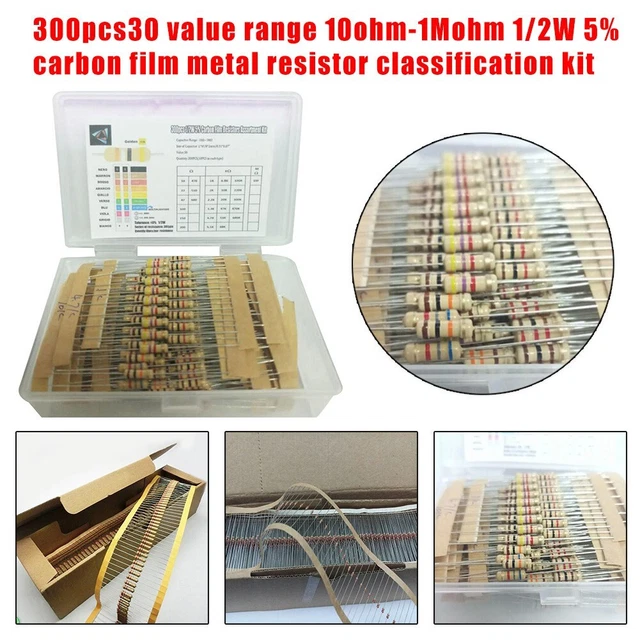 Precision Range 10ohm 1Mohm Kit Resistenze 300pz Pellicola Carbonio Durevole Met