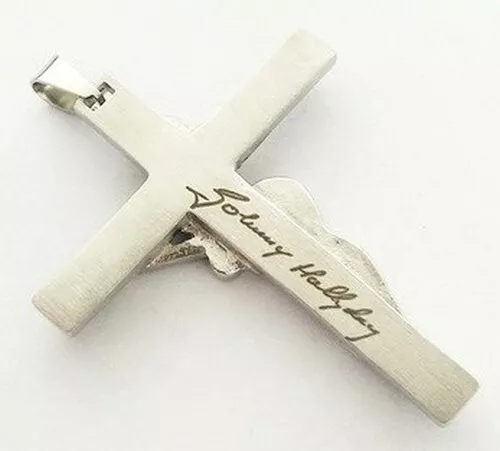 Johnny Hallyday Pendentif Croix Guitare L'original !+ Signature + Collier Offert 3