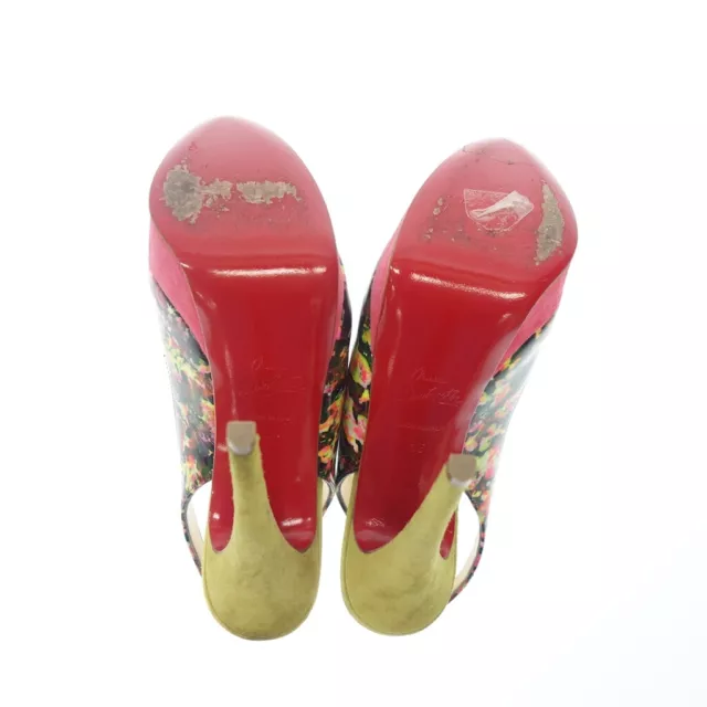 Christian Louboutin IT 35 Patent Leather Mule Heel Multicolor Women's Red Sole