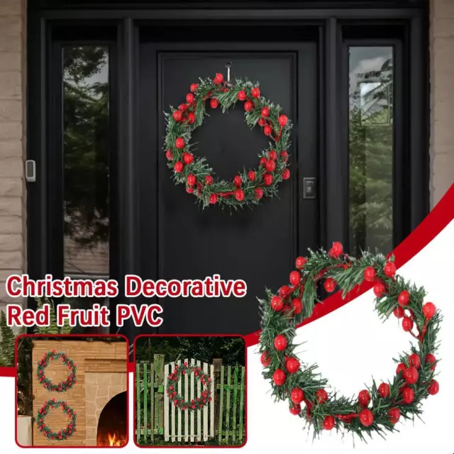 2X  Artificial Red Berry Stem Red Berry Christmas Wreath Berry Flower Christma