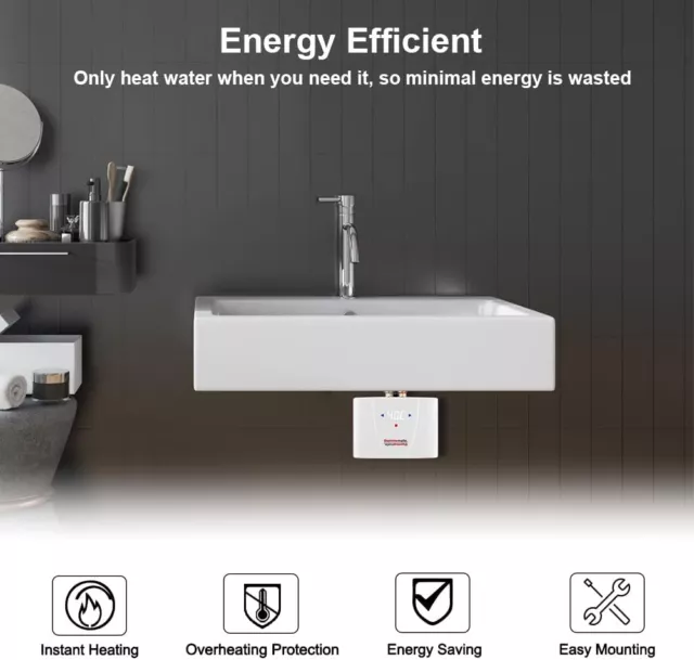 5.5kW Electric Instant Hot Water Heater Kitchen Under Sink Tankless Hand Wash 3L 3