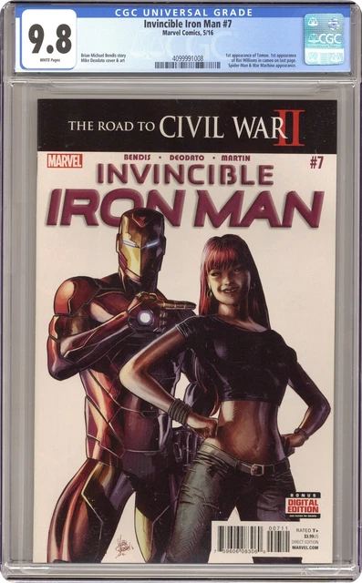 Invincible Iron Man #7A Deodato CGC 9.8 2016 4099991008 1st cameo Riri Williams