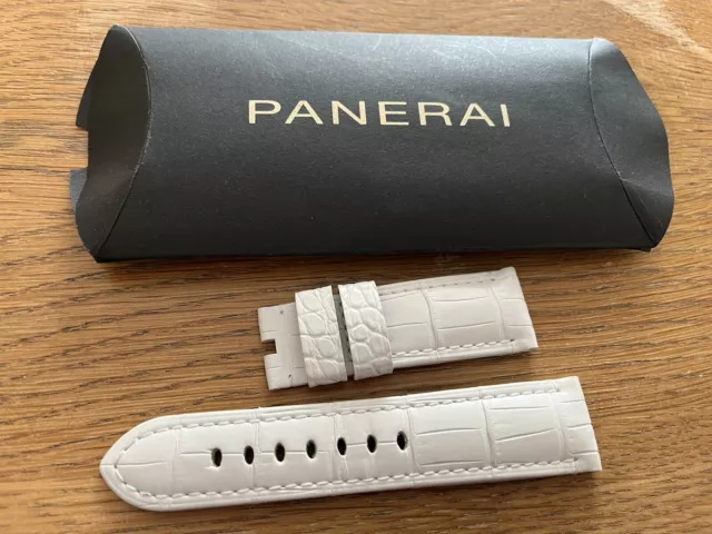 OFFICINE PANERAI OEM 24mm WHITE CROC STRAP FOR TANG BUCKLE