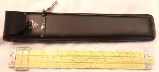 Pickett Slide Rule N-500-ES HI Log Ruler All Metal w/ Leather Case NICE 1962