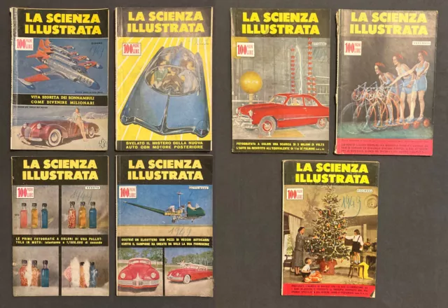 7 fascicoli Rivista LA SCIENZA ILLUSTRATA 1949 Anno 1 completo ottimi